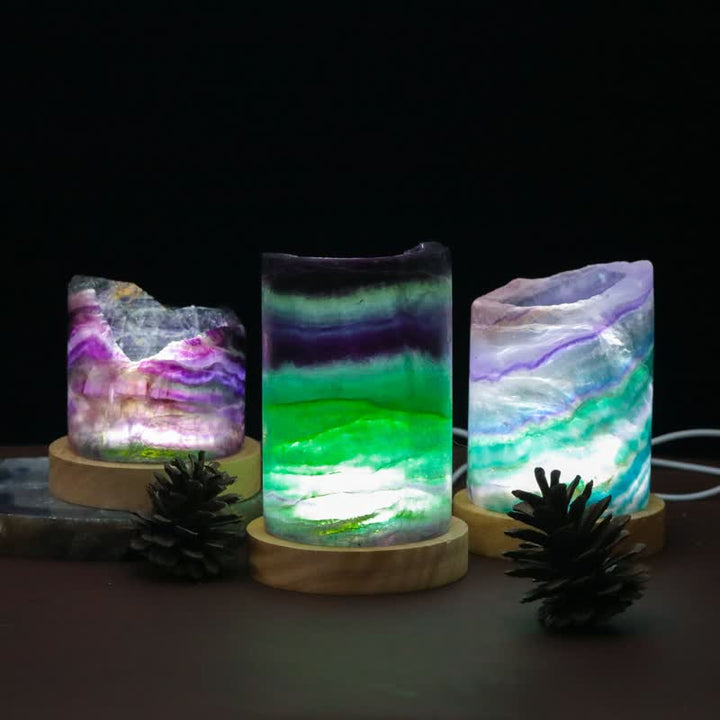 Olivenorma Natural Fluorite Cylinder Crystal Lamp - image 7