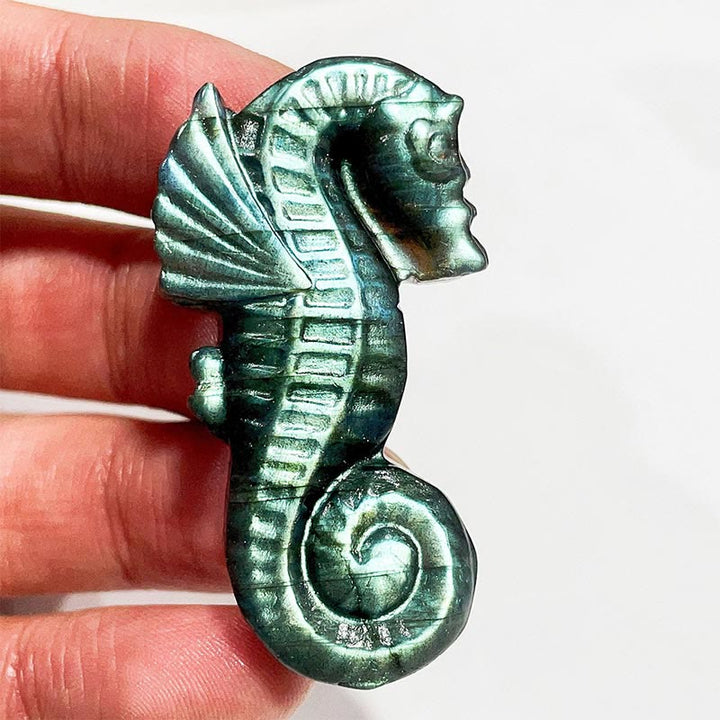 Olivenorma Natural Labradorite Moon Face Ornaments Gemstone Decoration - Seahorse #Labradorite - image 10