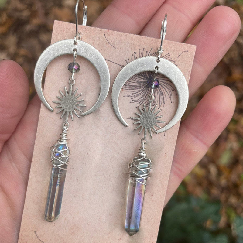 Olivenorma Crescent and Star Irregular Crystal Earrings - image 4