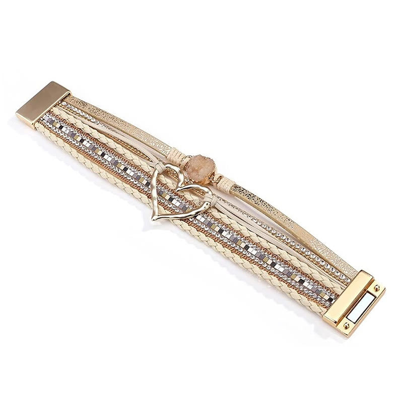 Olivenorma Bohemia Leather Wrap Hollow Heart Bracelet  - image 1