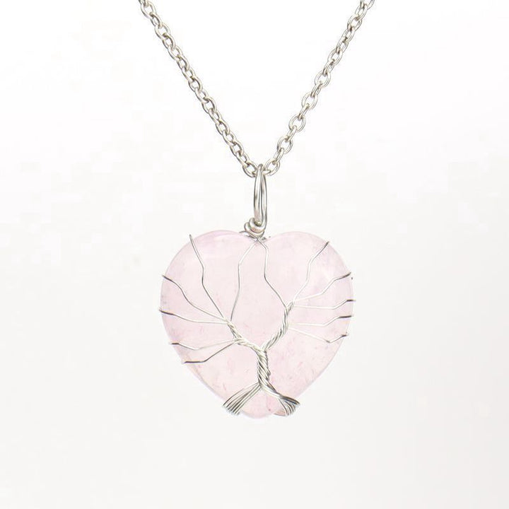 Olivenorma Natural Crystal Heart Necklace - Pink Crystal - image 8