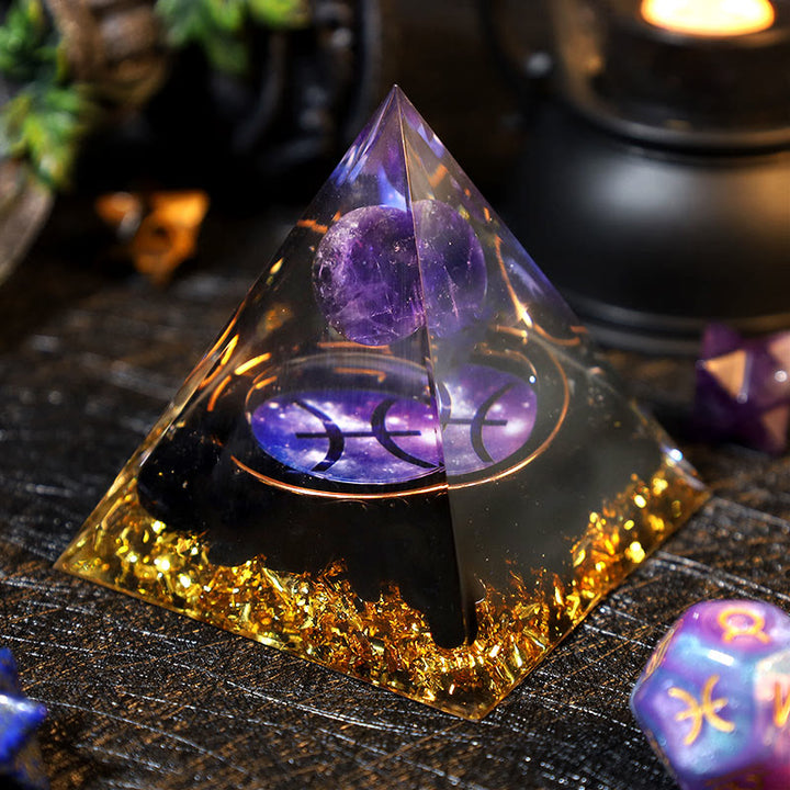 Olivenorma Amethyst Ball Obsidian Gravel Zodiac Pisces Orgone Pyramid - image 1