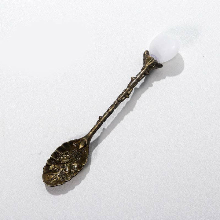 Olivenorma With Crystal Witches Herb Spoon Decoration - Heart#Clear Crystal - image 1