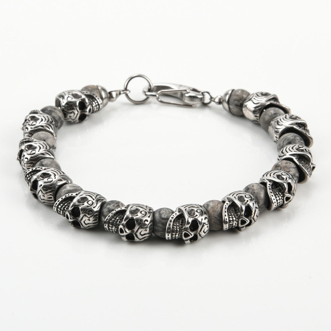 Olivenorma Natural Tiger Eye Handmade Stainless Steel Bracelet - Silver&Grey Jasper - image 16