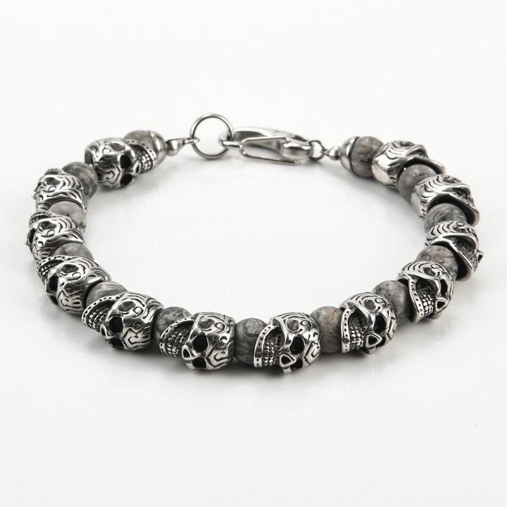 Olivenorma Natural Tiger Eye Handmade Stainless Steel Bracelet - Silver&Grey Jasper - image 16