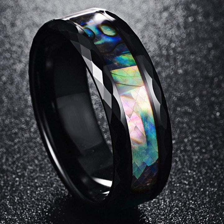 Olivenorma Koa Wood and Abalone Shell Tungsten Carbide Ring - image 22