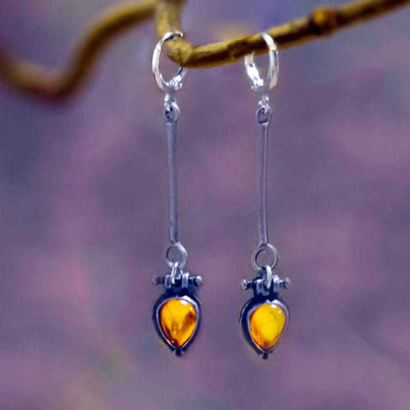 Olivenorma Tribe Water Drop Amber Stone Earrings - image 4