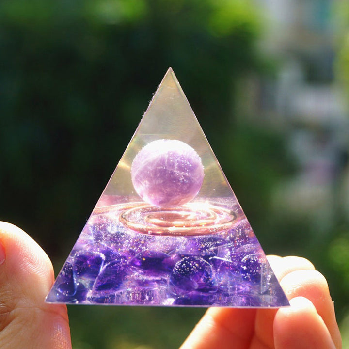 Olivenorma Amethyst Clear Crystal Orgone Pyramid - image 1