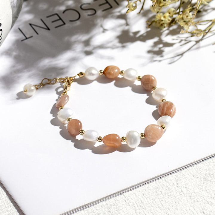 Natural Crystal Pearl Gemstone Bracelet - Sun Stone - image 11