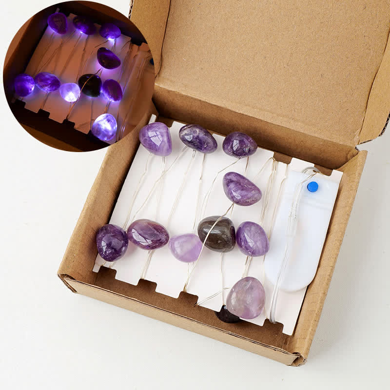 Olivenorma Natural Crystal Polished Stones Lamp Christmas Atmosphere Decoration - Amethyst - image 10