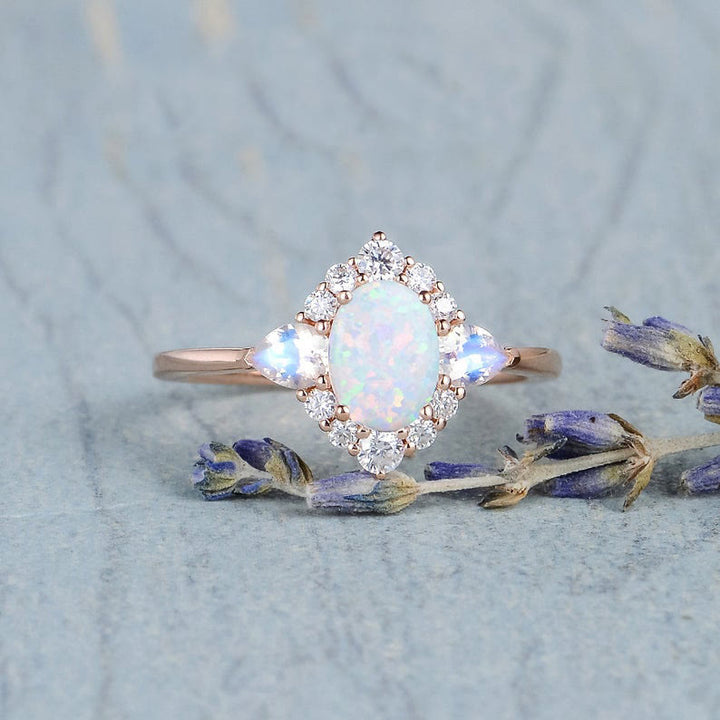 Olivenorma Opal Moonstone White Zircon Womens Ring - image 4