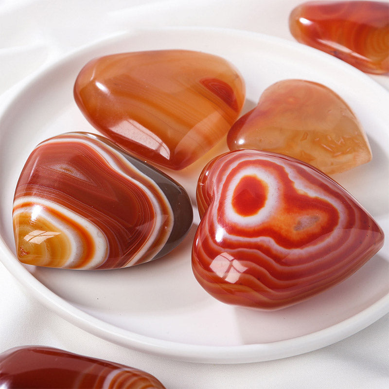 Red Agate Healing Crystal Hearts - Red Agate - 6-6.5cm - image 0
