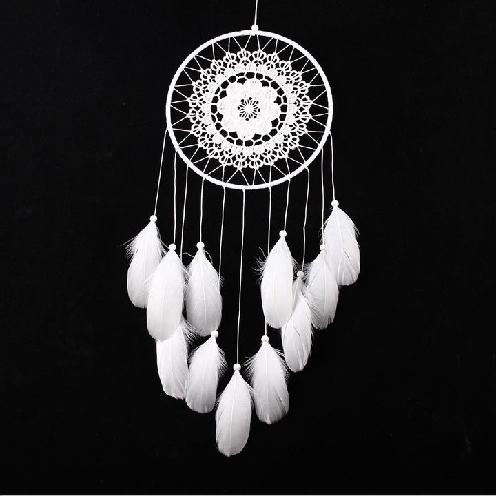 Olivenorma Handwoven Bohemian Dreamcatcher - Small White Flowers - image 4
