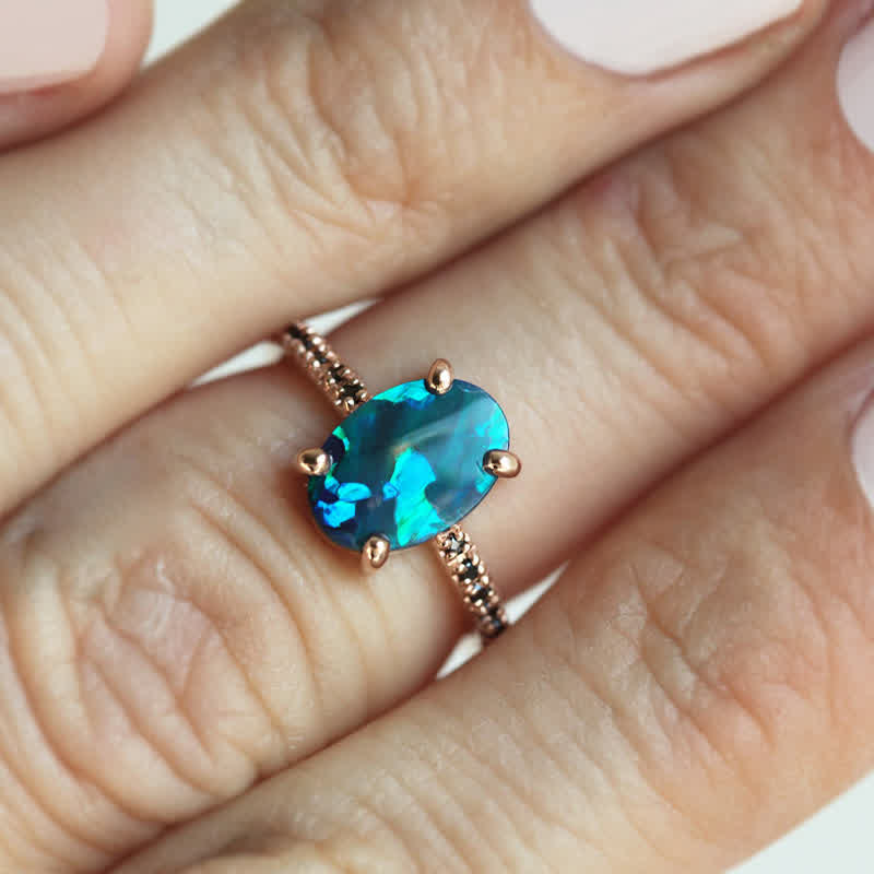 Olivenorma Sapphire With Opal 3 - Piece Ring Set - image 13