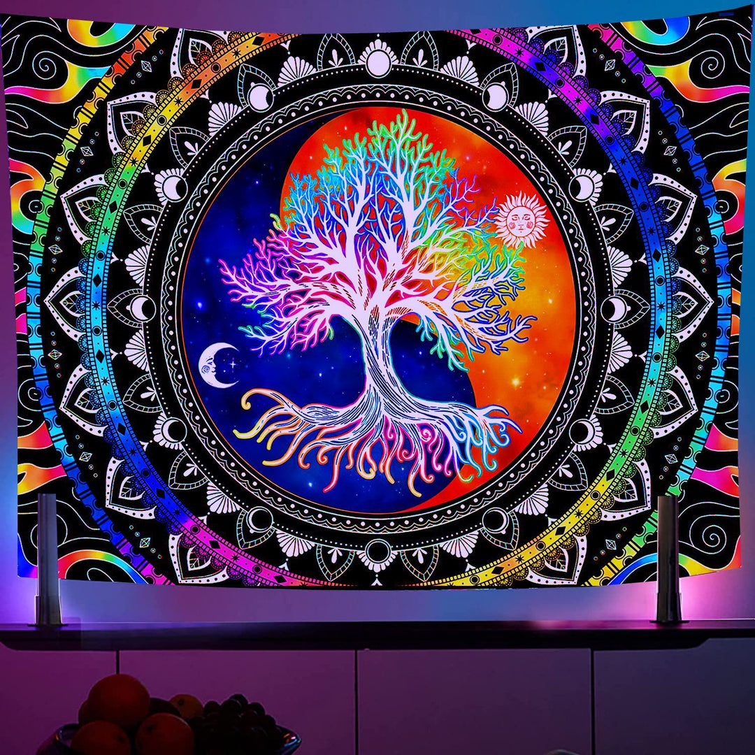 Olivenorma Dormitory Wall Purple Light Tapestry - Tree of Life & Yin Yang - Flannel - 230*150cm - image 3