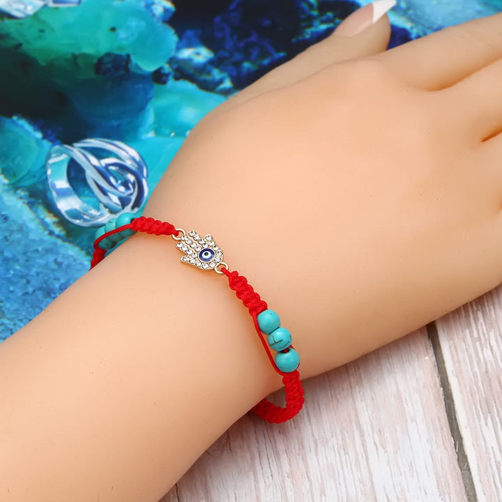 Olivenorma Turquoise White Zircon Evil Eye Braided Adjustable Bracelet - image 18