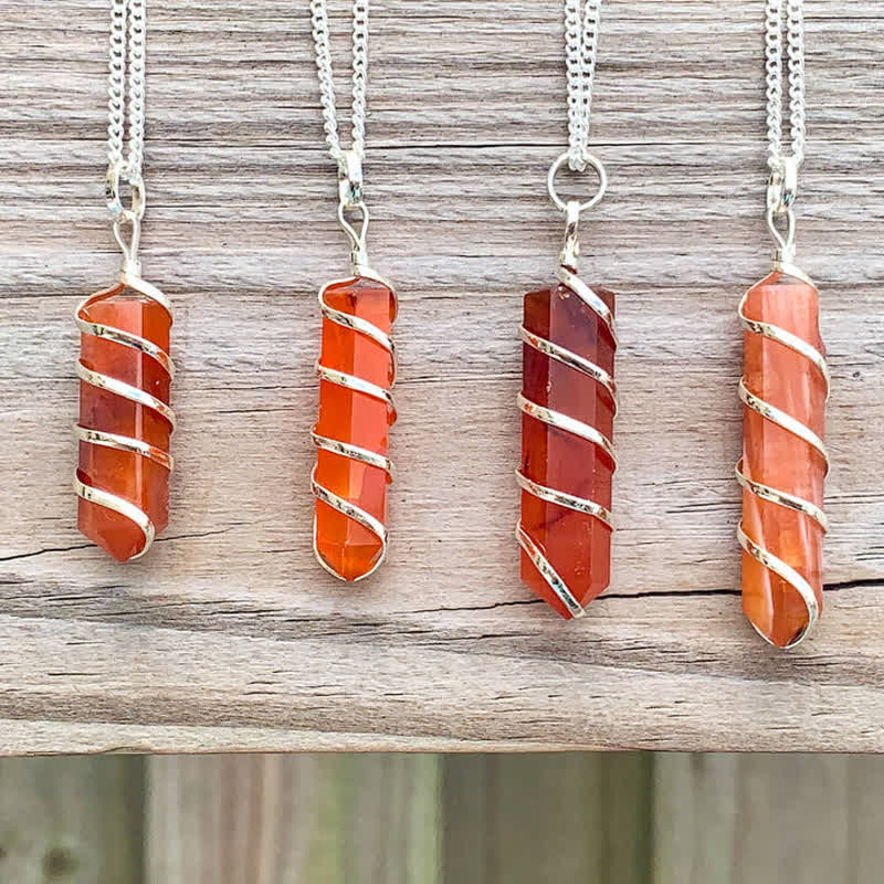 Olivenorma Carnelian Hexagonal Prism Bullet Head Crystal Necklace - image 10