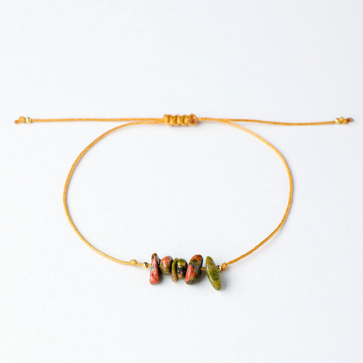 Olivenorma "Nature's Healing Wishes" Irregular Gemstone Braided Bracelet  - Unakite - image 9