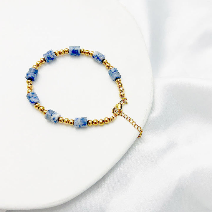 Olivenorma Bohemian Ethnic Stone Column Beaded Bracelet - Sodalite - 22+5cm - image 4