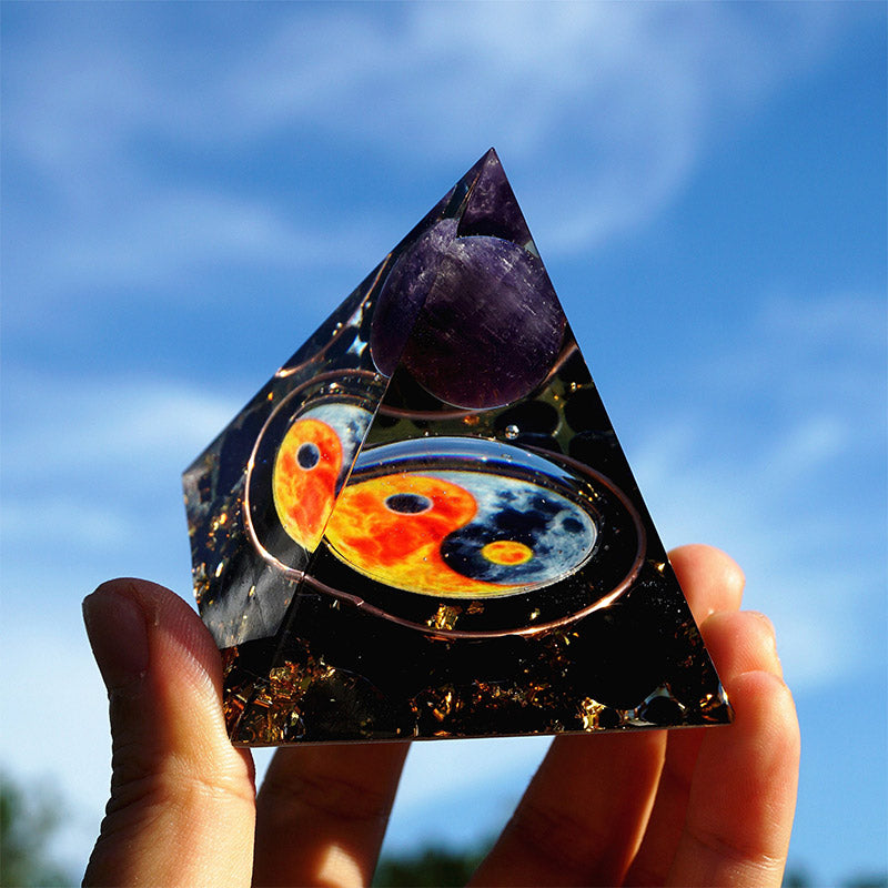 Olivenorma Amethyst Yin Yang Series Balance Orgone Pyramid - image 1