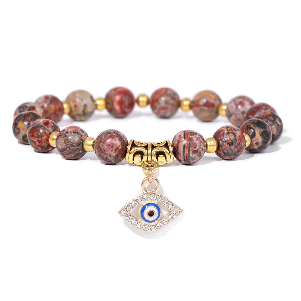 Olivenorma Natural Stone Beaded Evil Eye Pendant Bracelet - Agate - image 44