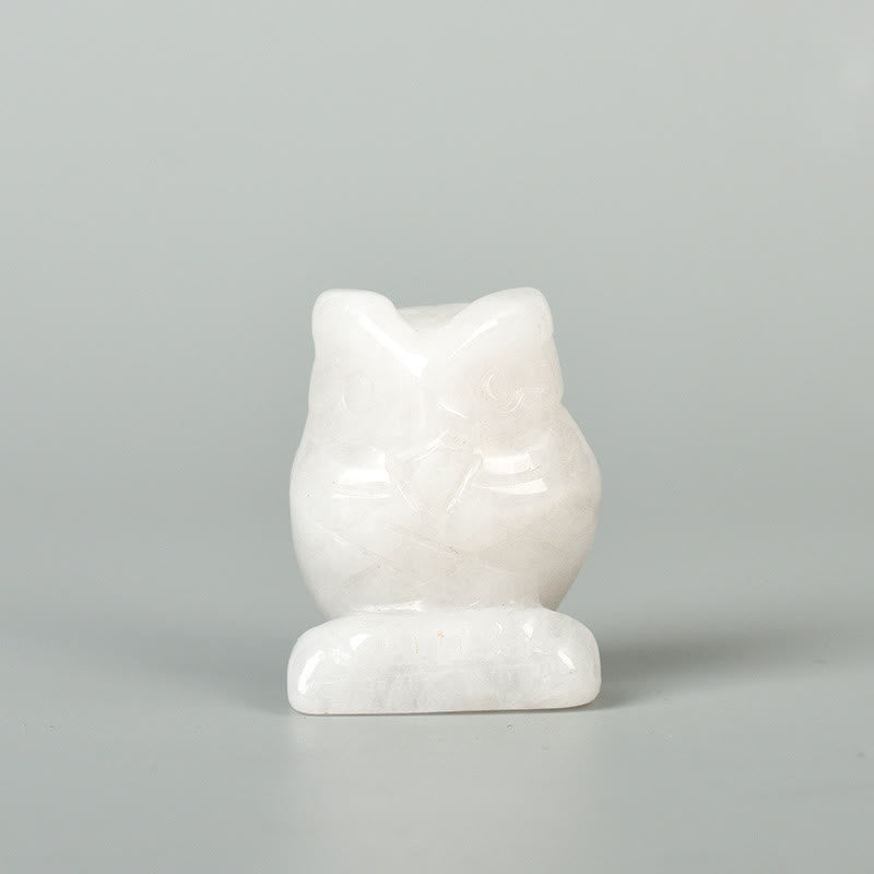 Olivenorma Natural Crystal Owl Ornament Carving Crafts - Clear Crystal - image 1