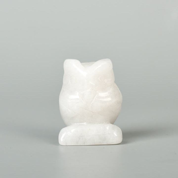 Olivenorma Natural Crystal Owl Ornament Carving Crafts - Clear Crystal - image 1