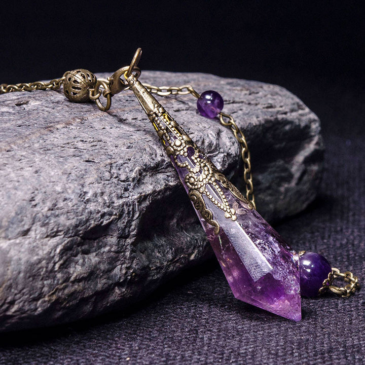 Natural Amethyst Retro Healing Pendulum - image 3