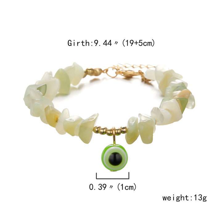 Olivenorma Natural Crystal Gravel Evil Eye Pendant Bracelet - image 6
