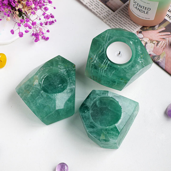 Olivenorma Green Fluorite Polish Candle Holder Natural Stone - image 3