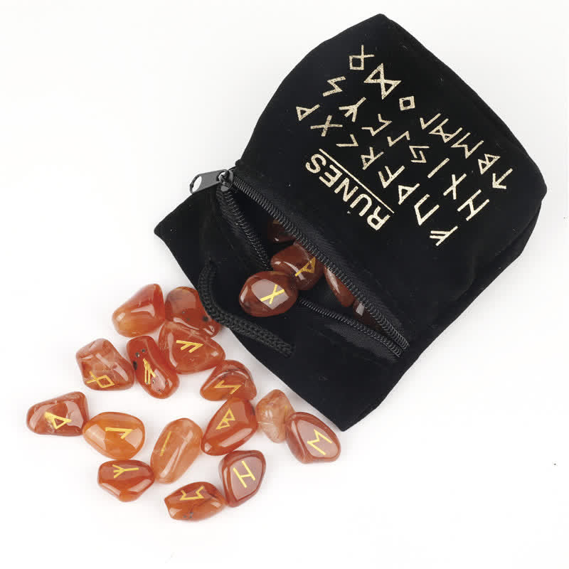 Olivenorma Rune Alphabet Carved Graphic Stone Balance Gemstone Decoration - Red Agate - image 16