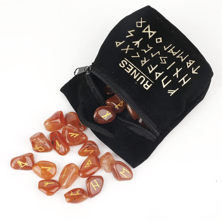 Olivenorma Rune Alphabet Carved Graphic Stone Balance Gemstone Decoration - Red Agate - image 16