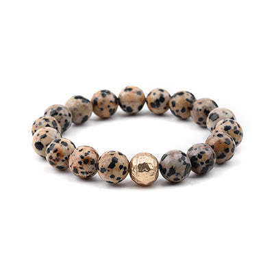 Olivenorma Natural Dalmatian Jasper Obsidian Hamsa Pendant Bracelet - Dalmatian Jasper#2 - image 3