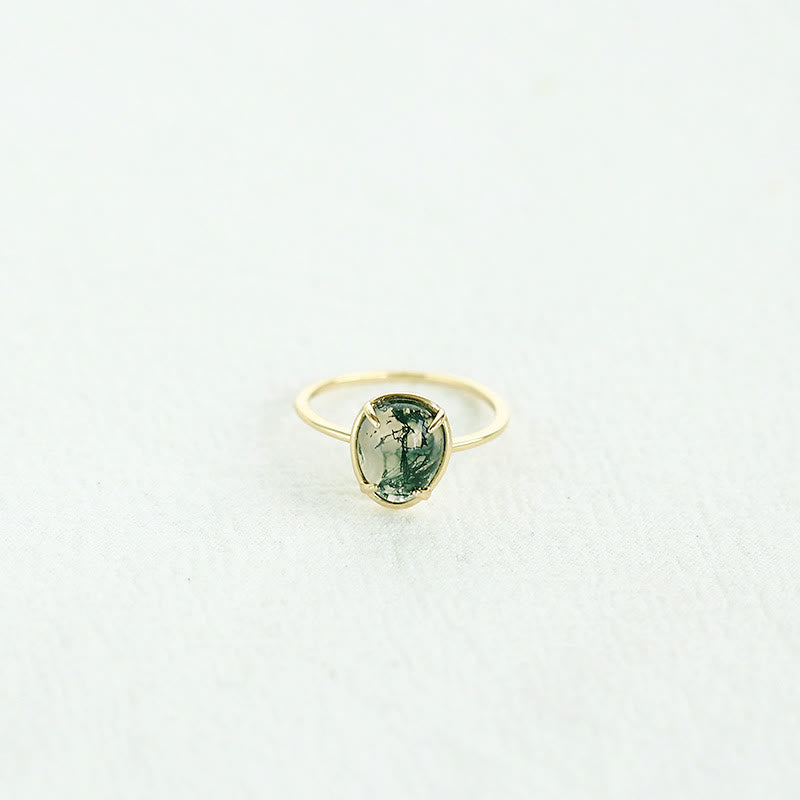 Olivenorma Natural Oval Moss Agate 925 Silver Ring - image 2