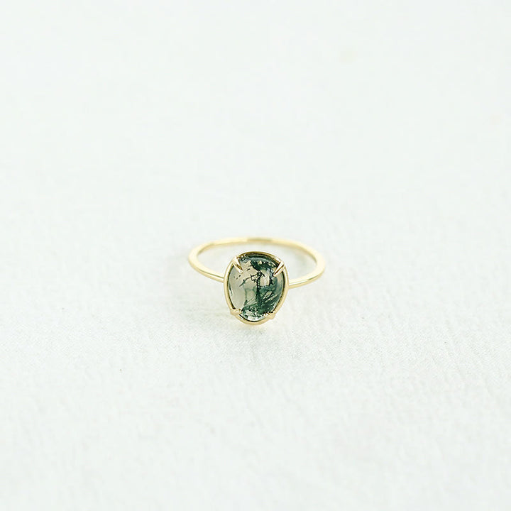 Olivenorma Natural Oval Moss Agate 925 Silver Ring - image 2