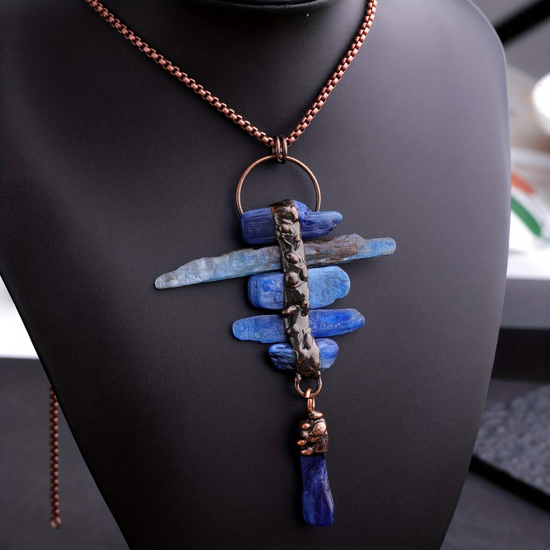 Olivenorma Irregular Kyanite Original Stone Six Link Tassel Necklace - image 3