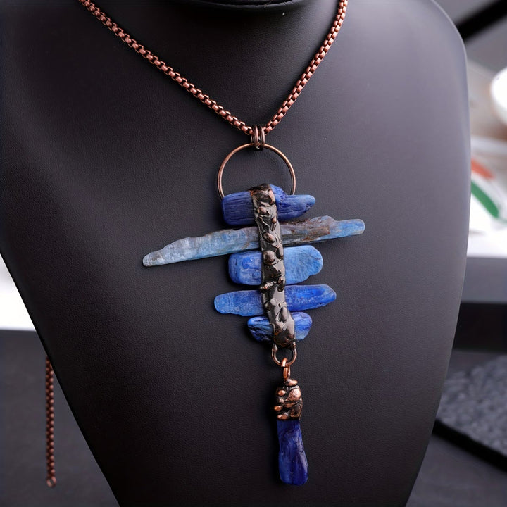 Olivenorma Irregular Kyanite Original Stone Six Link Tassel Necklace - image 3