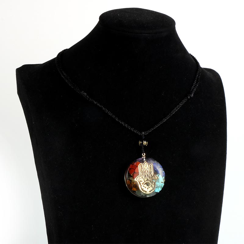 Olivenorma Chakras Natural Crystal Stone Evil Eye Symbol Necklace - image 3
