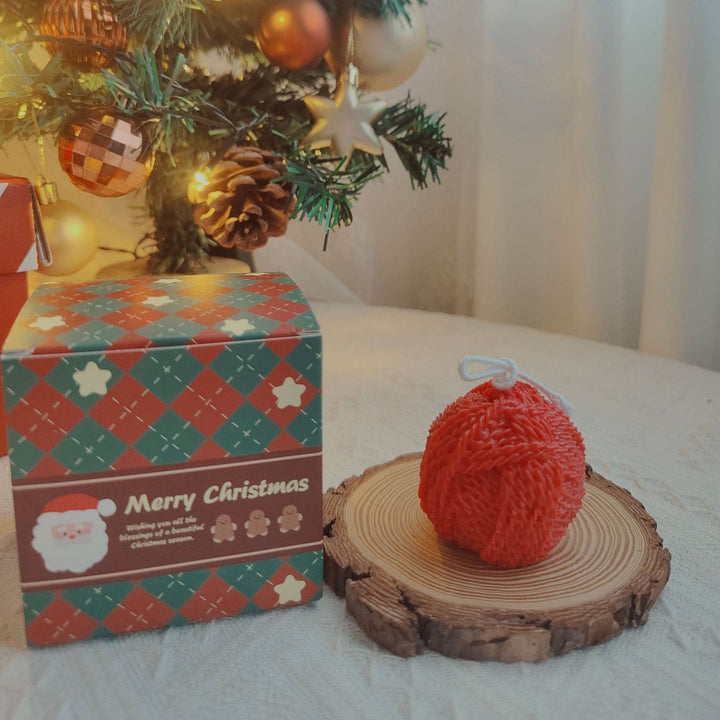Olivenorma Engraved Glove Yarn Ball Christmas Sock Candle - Red Yarn Ball-5*5*5cm - image 7