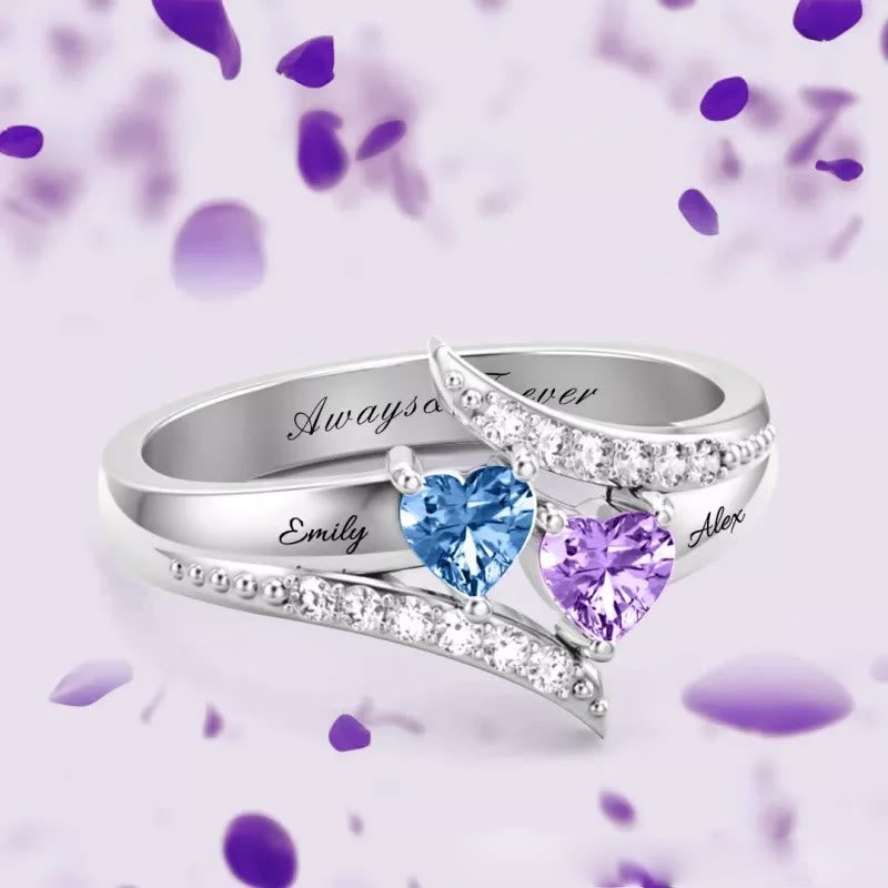 Olivenorma Mom And Daughter Gifts Heart Birthstone Engraving Ring - image 5