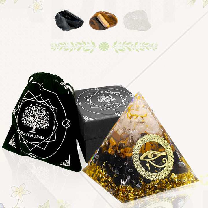 Olivenorma The Energy Protection Obsidian & Tiger Eye Orgone Pyramid - image 5