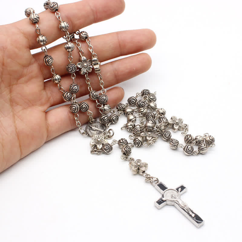 Olivenorma Rose Cross Prayer Rosary Necklace - image 1