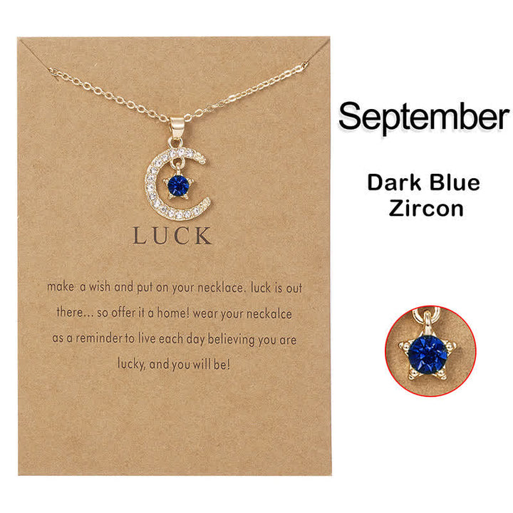 Olivenorma Month Birthstone Star Creative Necklace - September-Dark Blue Zircon - image 9
