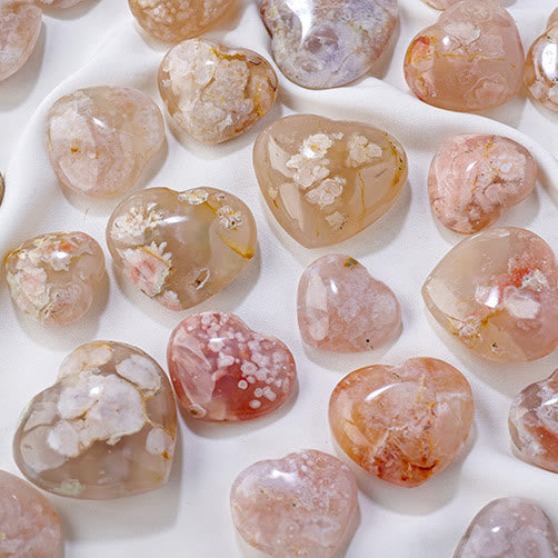 Olivenorma Cherry Blossom Agate Polished Play Stone Crystal Heart - image 6