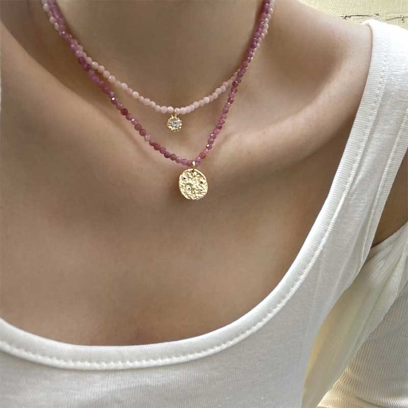 Olivenorma Natural Crystal Metal Plate Pendant Necklace - image 24