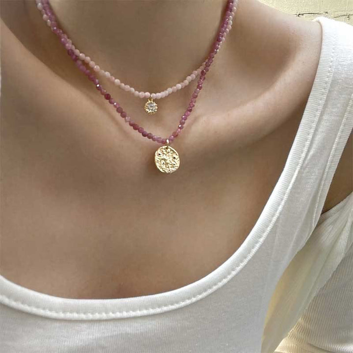 Olivenorma Natural Crystal Metal Plate Pendant Necklace - image 24