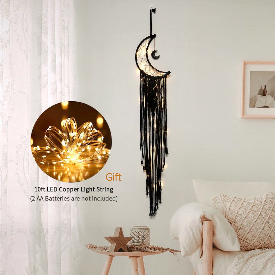 Olivenorma Black Onyx Moon Macrame Tassel Dream Catcher - image 6