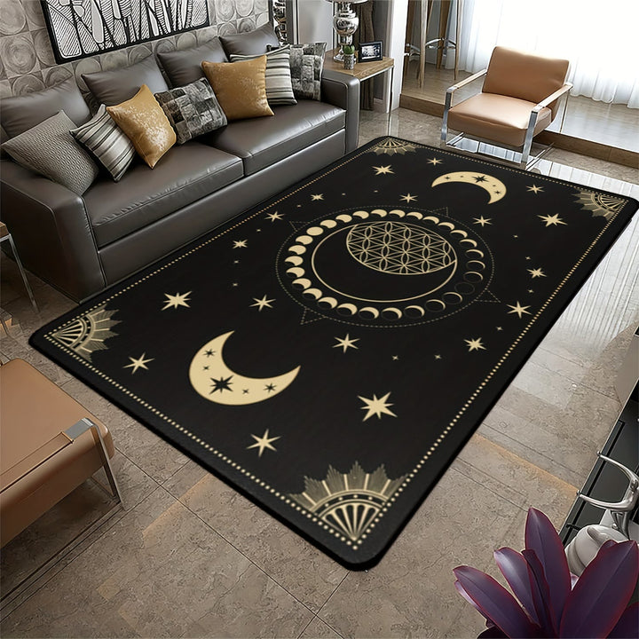 Olivenorma 1pc Black Moon Stars Sun Rugs Carpet - image 1