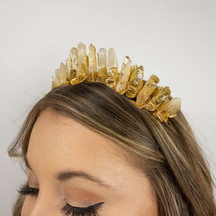 Olivenorma Citrine Gold Bridal Headband Crystal Crown - image 3