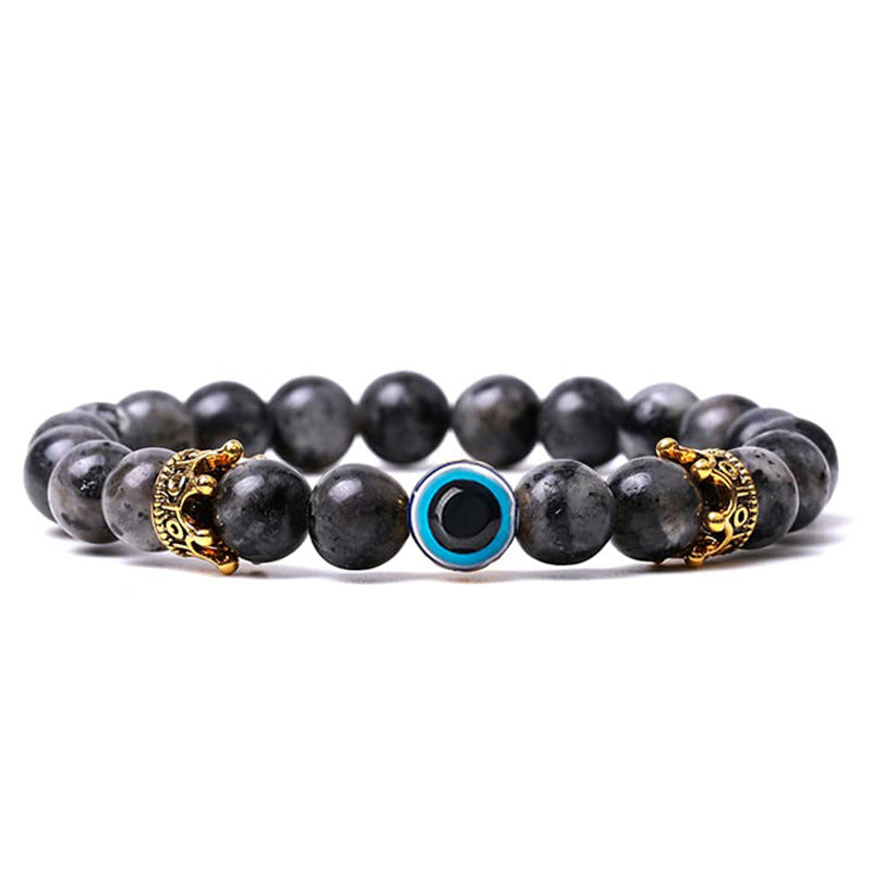 Natural Stone With Evil Eye Protection Bracelet - Labradorite - image 8